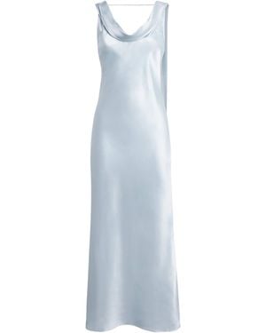 Acne Studios Silk Drape-Neck Midi Dress - Blue