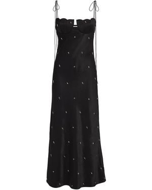 Anna October Satin Tulip Midi Dress - Black