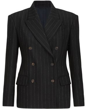 Brunello Cucinelli Virgin Wool-Blend Sequin Pinstripe Blazer - Black