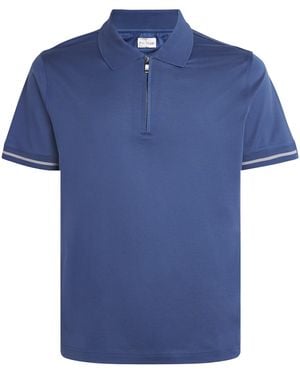 Pal Zileri Cotton Quarter-Zip Polo Shirt - Blue