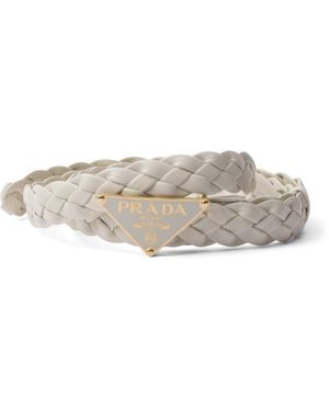 Prada Nappa Leather Braided Belt - Grey