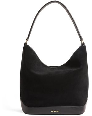 Sandro Suede Tangoso Bucket Bag - Black