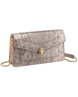 BVLGARI Karung Leather Serpenti Forever Chain Pochette - Grey