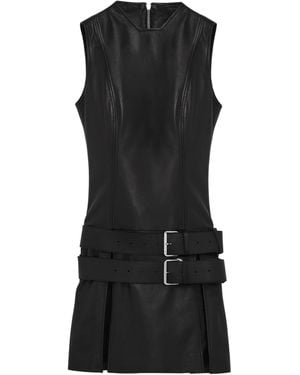 McQueen Leather Double Belt Mini Dress - Black