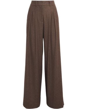 ME+EM Pleated Wide-Leg Pants - Brown