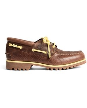 Jacquemus X Timberland Croc-Embossed Boat Shoe - Brown