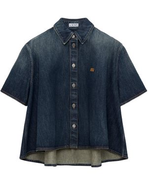 Loewe Denim Trapeze Short-Sleeve Shirt - Blue