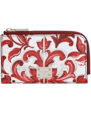 Dolce & Gabbana Leather Zipped Majolica Card Holder - Red