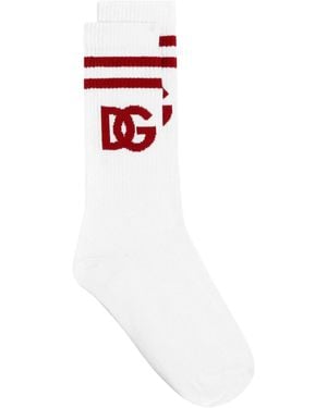 Dolce & Gabbana Cotton Logo Socks - White