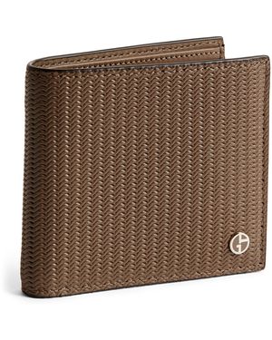 Giorgio Armani Leather Wave-Embossed Bifold Wallet - Brown