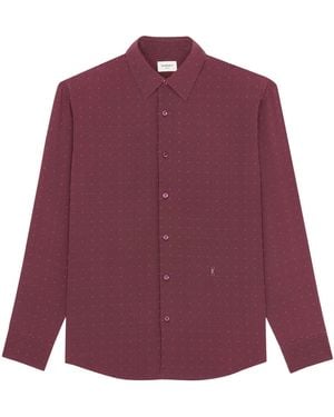 Saint Laurent Silk Cassandre Shirt - Purple