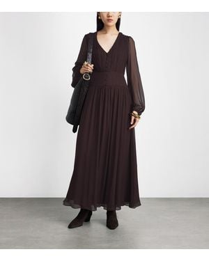 JOSEPH Silk Chiffon Bianca Maxi Dress - Brown