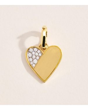 Jade Trau Mini And Diamond Heart Charm - Metallic