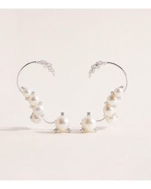 YEPREM And Diamond Pearlescent Clip Earrings - Natural