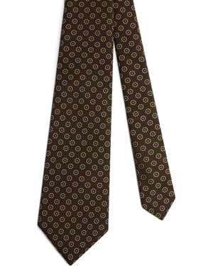 dunhill Mulberry Silk Printed Tie - Brown