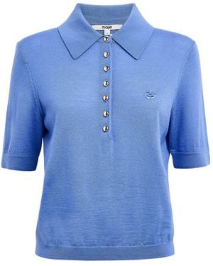 Maje Wool Polo Sweater - Blue