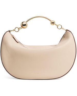 Strathberry Leather Crescent Moon Shoulder Bag - Natural