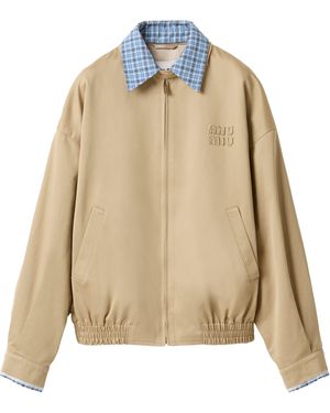 Miu Miu Cotton-Poplin Blouson Jacket in Pink | Lyst UK