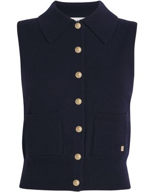Sandro Wool-Cashmere Buttoned Sweater Vest - Blue