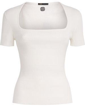 Maje Cotton-Blend Rib-Knit Top - White