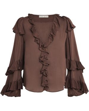 Alice + Olivia Ruffle Rylee Blouse - Brown