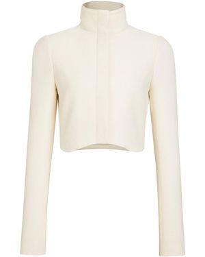 Alaïa Wool Curved-Hem Cropped Jacket - White