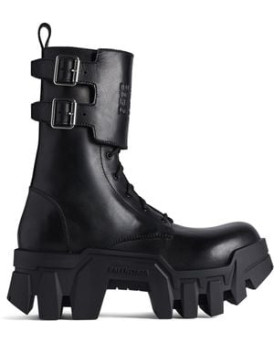 Balenciaga Bullskin Bulldozer Combat Boots - Black