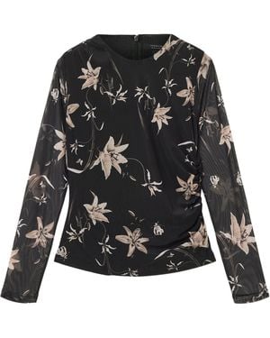 AllSaints Mesh Caia Top - Black