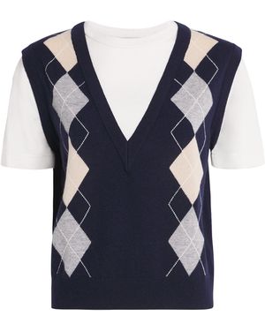 Sandro Wool-Cashmere Layered Jumper - Blue