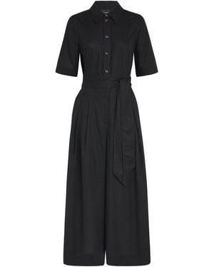 ME+EM Linen-Blend Culotte Jumpsuit - Black