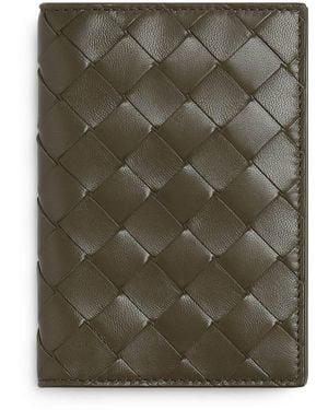 Bottega Veneta Leather Intrecciato Passport Holder - Green