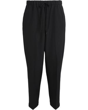 MM6 by Maison Margiela Cotton Pleated Drawstring Trousers - Black