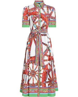 Dolce & Gabbana Silk Carretto Shirt Dress - Red