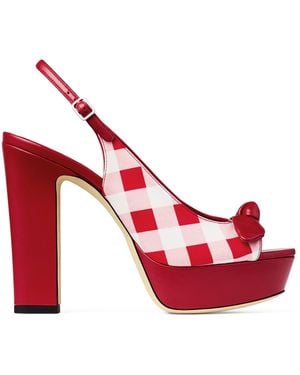 Jimmy Choo Ziva 120 Gingham Sandals - Red