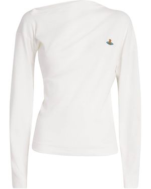 Vivienne Westwood Stretch-Cotton Asymmetric Orb Hebo Top - White