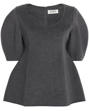 Rohe Wool-Cashmere Peplum Top - Black