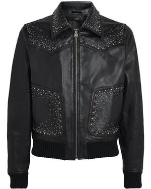 Amiri Crystal-Embellished Leather Jacket - Black