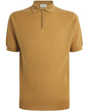 John Smedley Merino Wool Textured Polo Shirt - Yellow