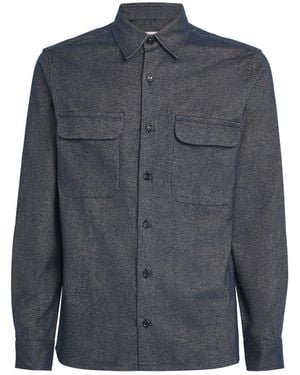 Sandro Flannel Twin-Pocket Shirt - Blue