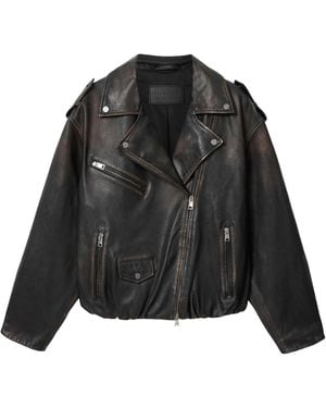 AllSaints Leather Samina Biker Jacket - Black