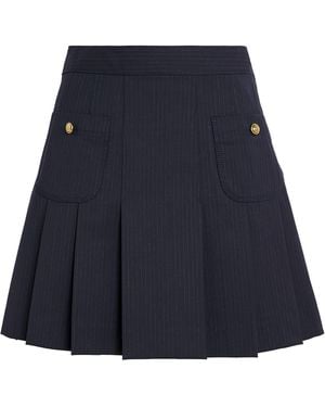 Sandro Wool-Blend Pleated Mini Skirt - Blue