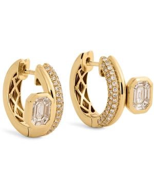 SHAY And Diamond Floating Bezel Huggie Earrings - Metallic