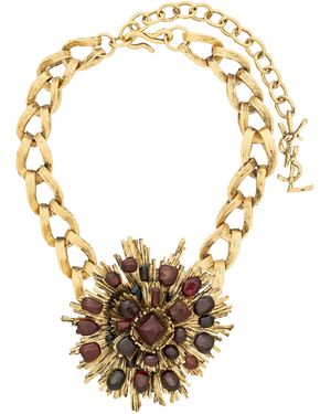 Saint Laurent Sunburst Chain Necklace - Metallic
