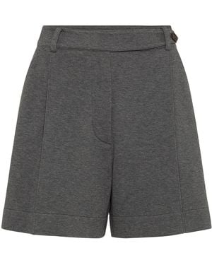 Brunello Cucinelli Techno Cotton Piqué Shorts - Grey