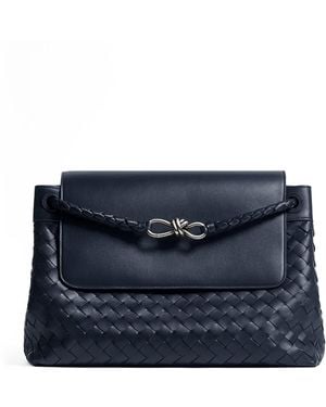 Bottega Veneta Leather Andiamo Messenger Bag - Blue