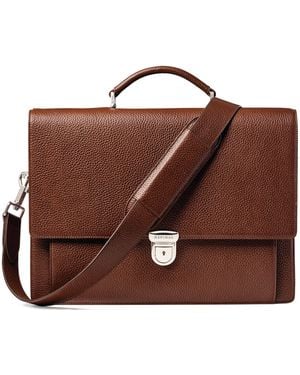 Aspinal of London Leather City Laptop Briefcase - Brown