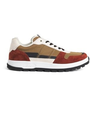 Brioni Suede-Trim Panelled Crossing Trainers - Brown