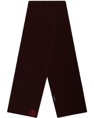 Dolce & Gabbana Virgin Wool Ribbed Dg Scarf - Purple
