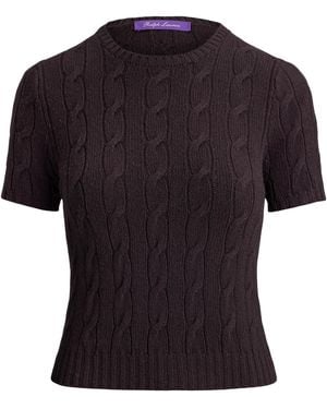 Ralph Lauren Cashmere Cable-Knit Cropped Jumper - Black