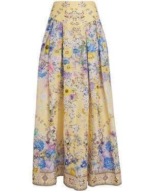 CAMILLA Linen-Silk Darling Buds Maxi Skirt - White